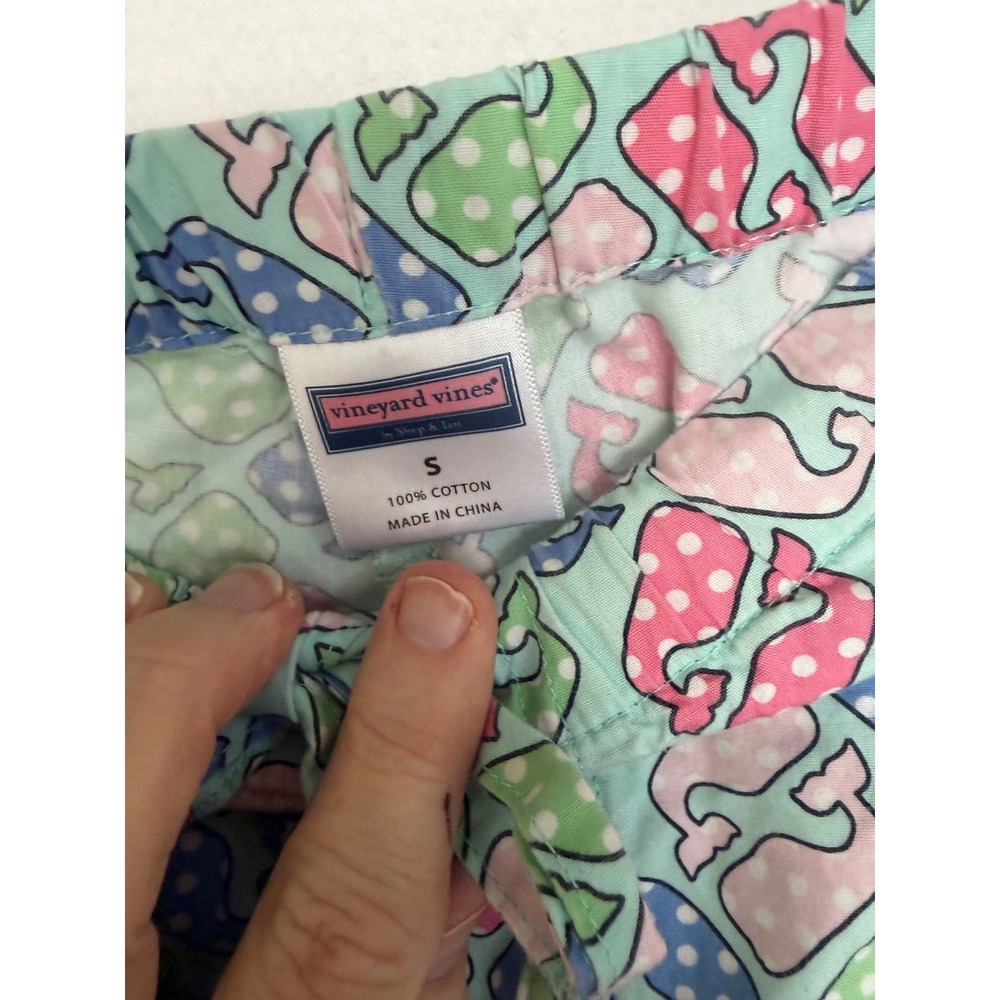 Vineyard Vines Womens Whale All Over Small Pajama Pants Mint Green Cotton Lounge - Picture 4 of 7